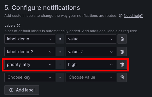NTFY labels Priority